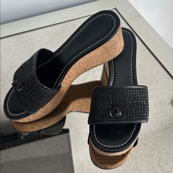 Shoes - Black Woven Slide Sandals